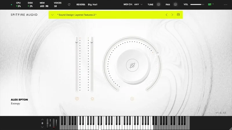 Spitfire Audio Alex Epton - Entropy interface