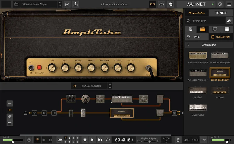 IK Multimedia AmpliTube Jimi Hendrix Anniversary interface