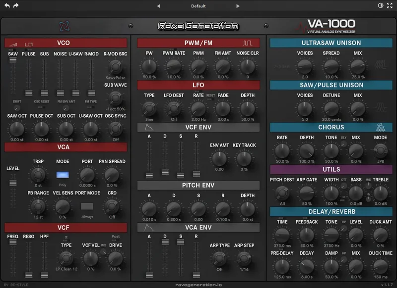 Rave Generation VA-1000 interface