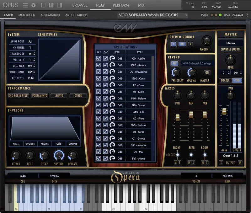 EastWest Voices Of Opera interface