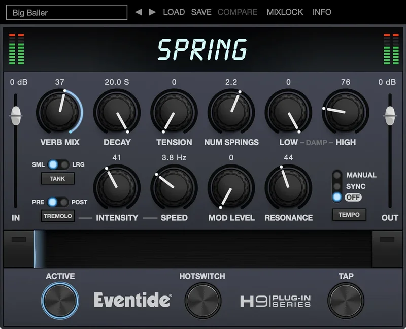 Eventide Spring Reverb interface