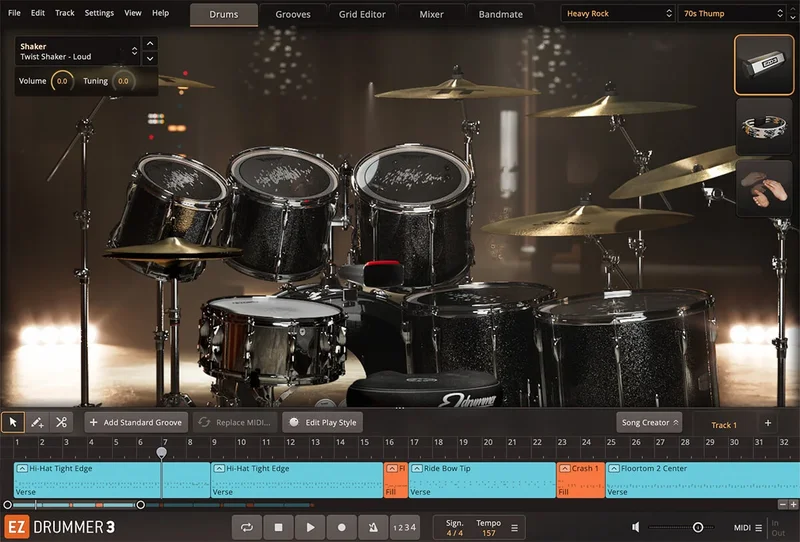 Toontrack EZX Heavy Rock interface