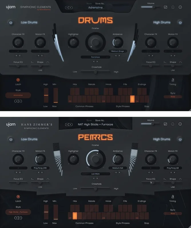 UJAM Hans Zimmer's Drums & Percussion Bundle interface