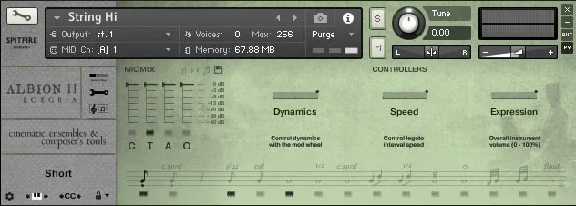 Spitfire Audio Albion Loegria interface