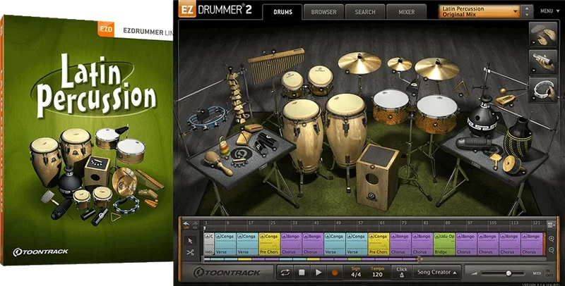 Toontrack EZX Latin Percussion interface