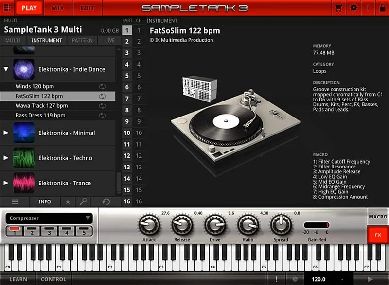 IK Multimedia Elektronika Indie Dance interface