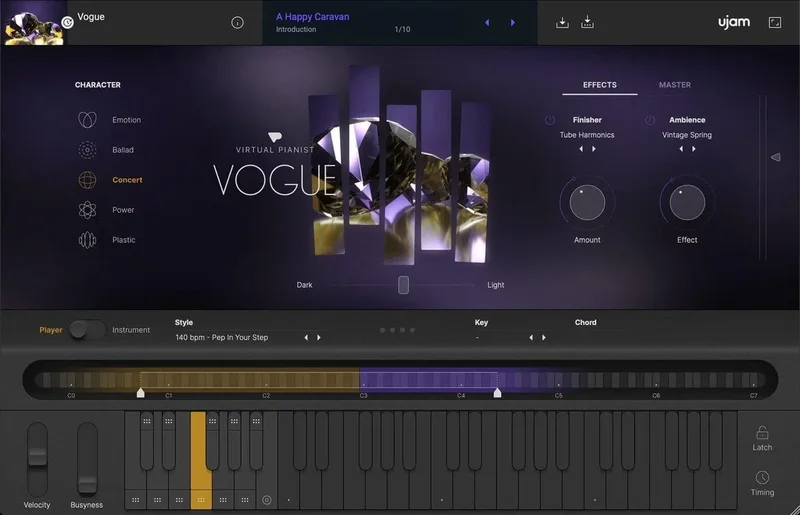 UJAM Virtual Pianist VOGUE Loyalty interface