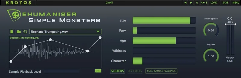 Krotos Audio Dehumaniser Simple Monsters interface