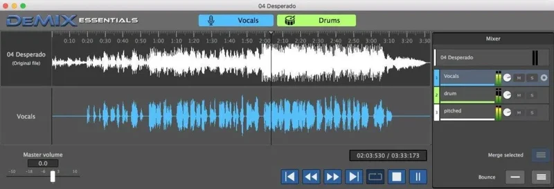 AudioSourceRE DeMIX Essentials interface