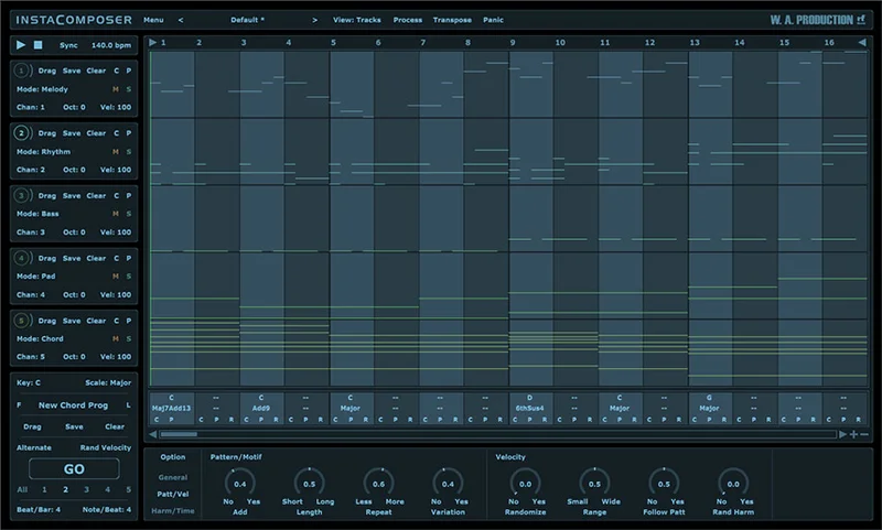 W. A. Production InstaComposer interface