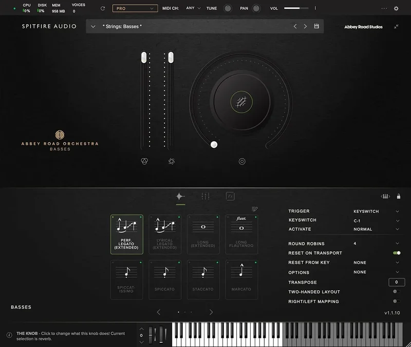Spitfire Audio Abbey Road Orchestra: Basses Professional interface