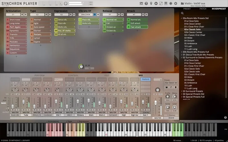 VSL Synchron Solo Violin interface