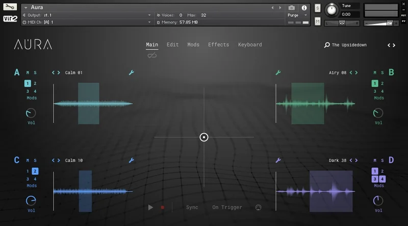Vir2 Instruments Aura: Atmospheric Drone Builder interface