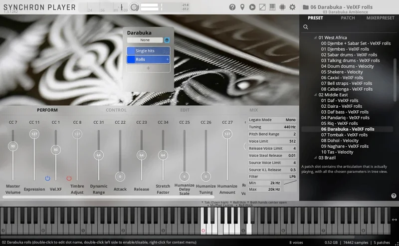 VSL Synchron World Percussion interface