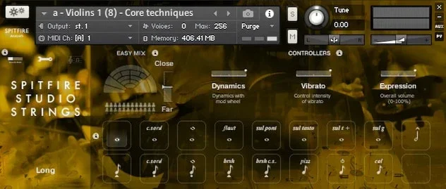 Spitfire Audio Spitfire Studio Strings interface