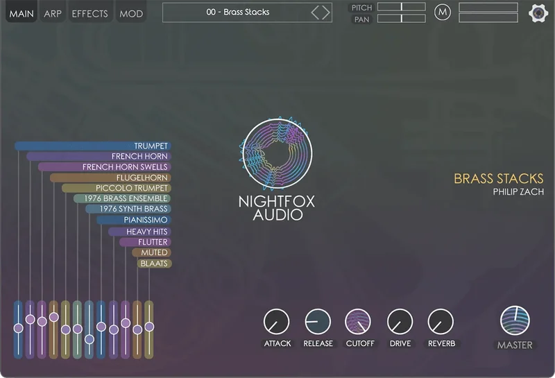 Nightfox Audio Brass Stacks interface