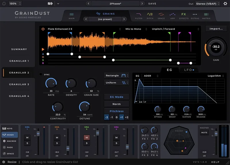 Sound Particles GrainDust [Education] interface