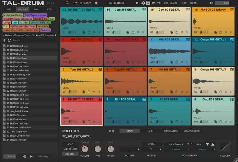 TAL Software TAL Drum interface