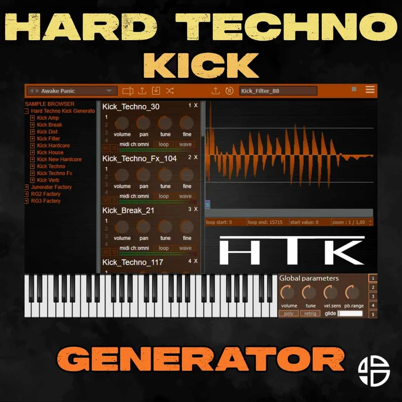 Audio Blast Hard Techno Kick Generator interface