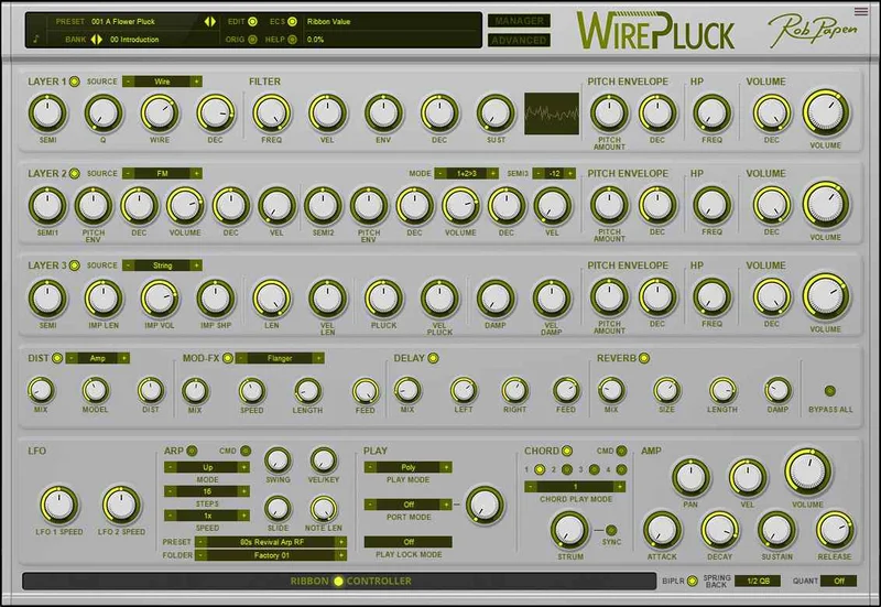 Rob Papen WirePluck interface