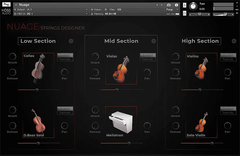 HOSS Audio Nuage Strings Designer interface