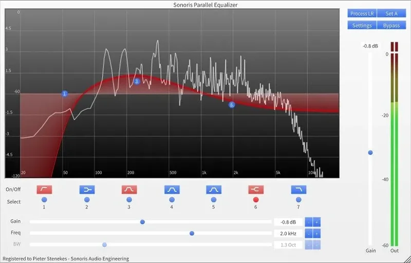 Sonoris Parallel Equalizer interface
