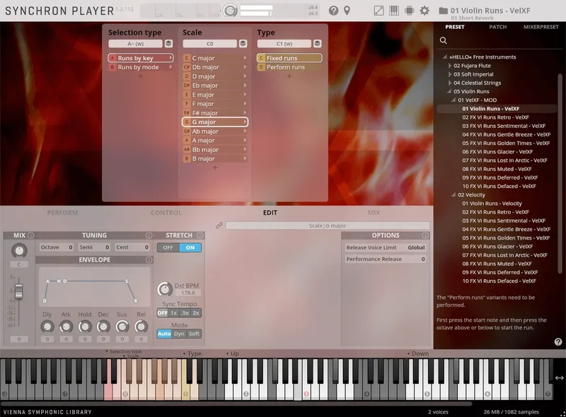VSL Free Instruments Violin Runs interface