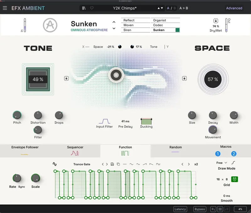 Arturia Efx AMBIENT interface