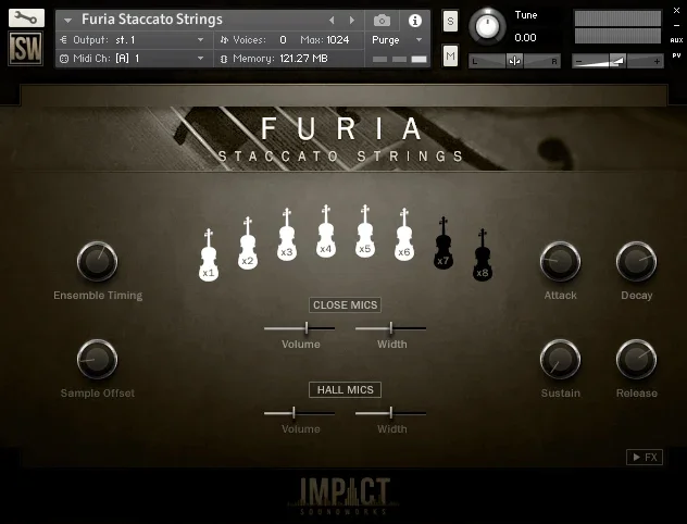 Impact Soundworks Furia Staccato Strings interface