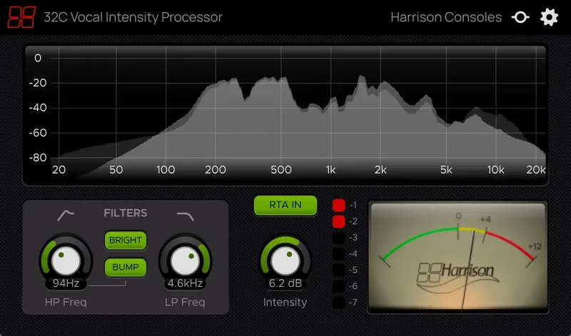 Harrison Vocal Intensity Processor interface