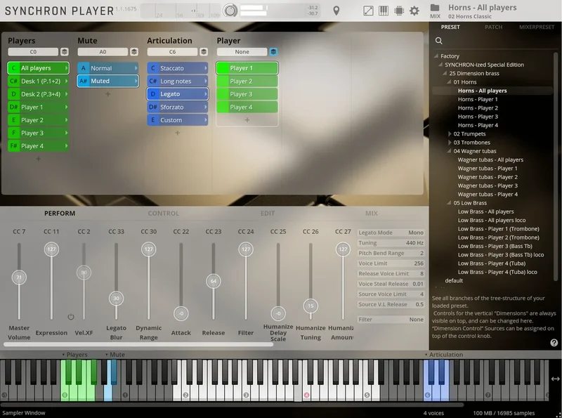 VSL Studio Special Edition 6: Dimension Brass interface