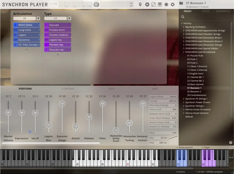 VSL Studio Woodwinds interface