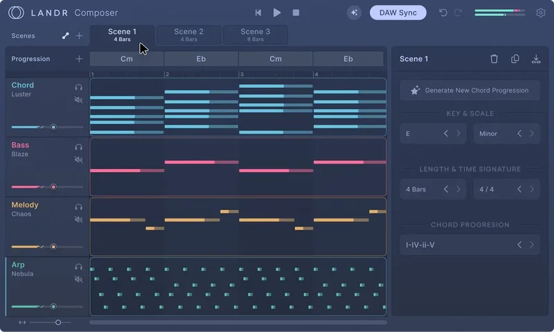 LANDR Composer interface