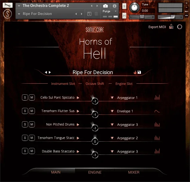 Sonuscore The Orchestra: Horns of Hell interface