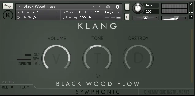 KLANG SYMPHONIC: Black Wood Flow interface