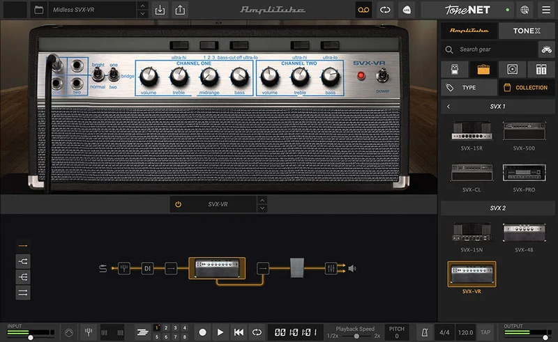 IK Multimedia AmpliTube SVX 2 interface