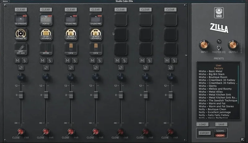 GGD Studio Cabs: Zilla Edition interface
