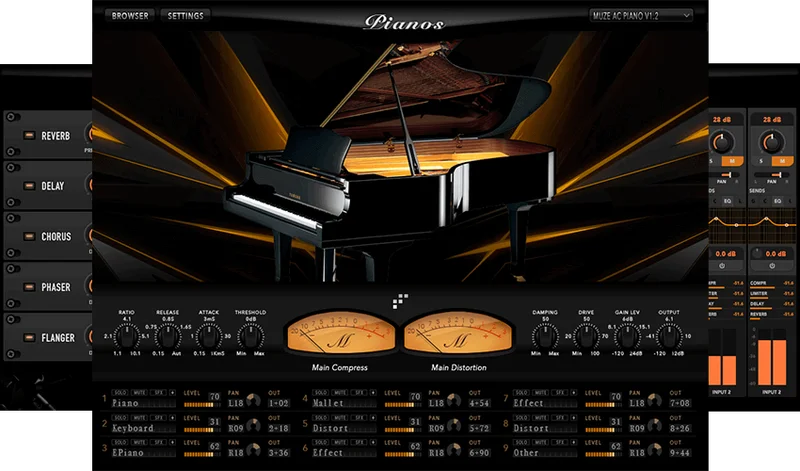 Muze Acoustic Pianos interface