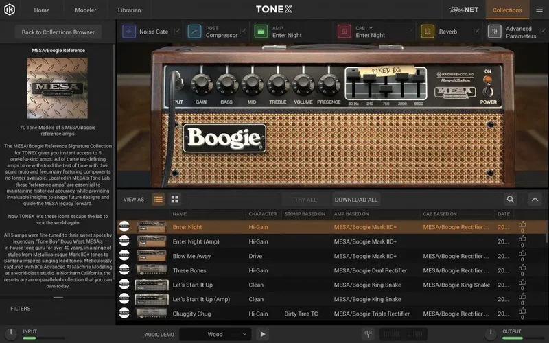IK Multimedia TONEX Mesa Boogie Collection interface