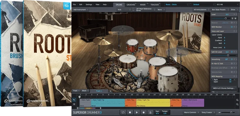 Toontrack SDX: Roots Bundle interface