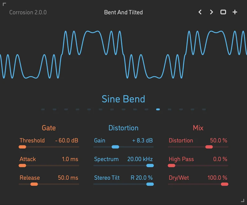 Sinevibes Corrosion v2 interface