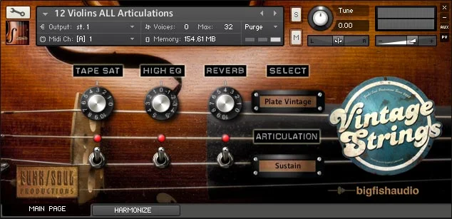 Big Fish Audio Vintage Strings interface
