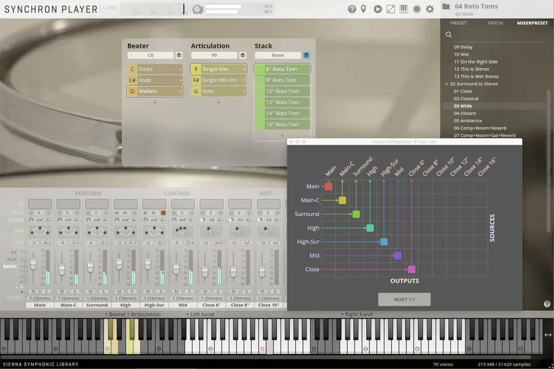 VSL Synchron Drums II interface
