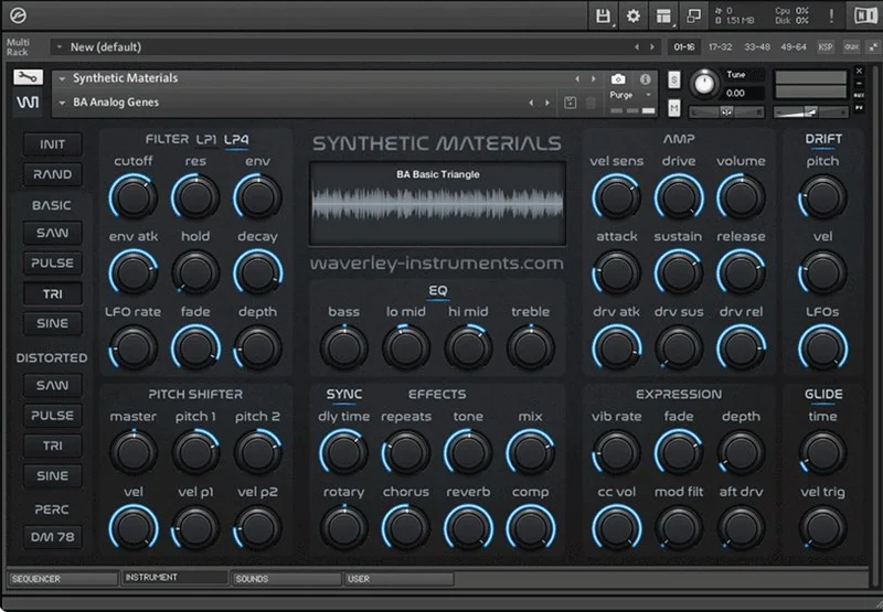 Loot Audio Synthetic Materials interface