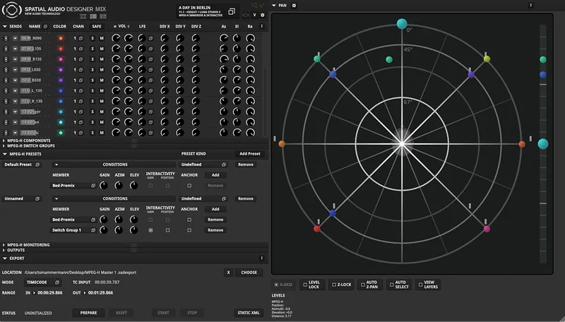 New Audio Technology Spatial Audio Designer - Virtual Producer interface