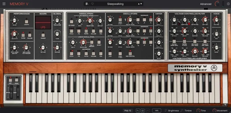 Arturia Memory V interface