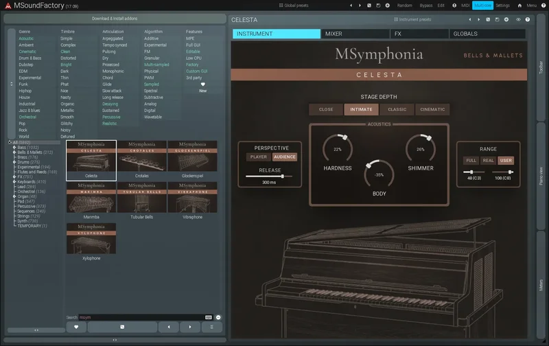 MeldaProduction MSymphonia: Bells & Mallets interface