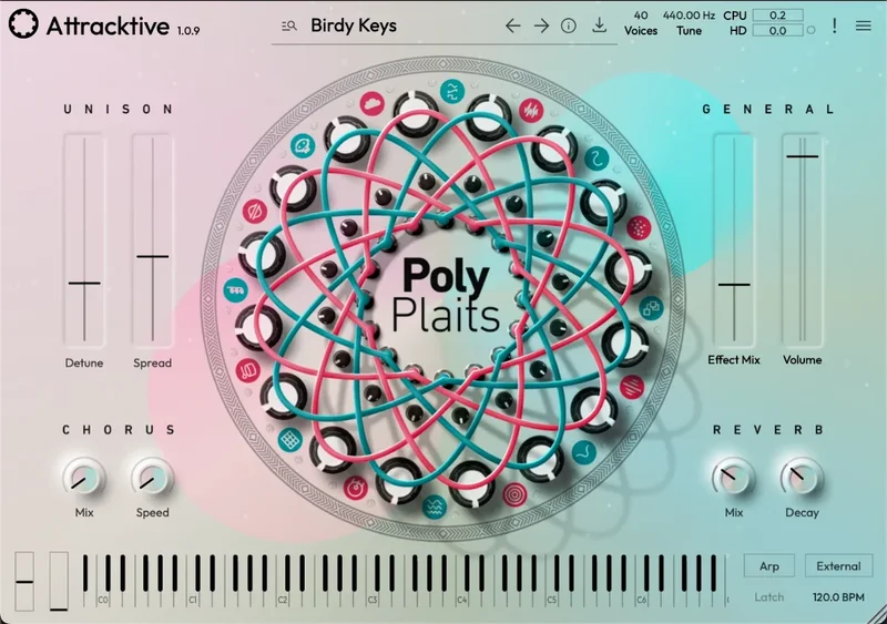 Tracktion Attracktive: Poly Plaits interface