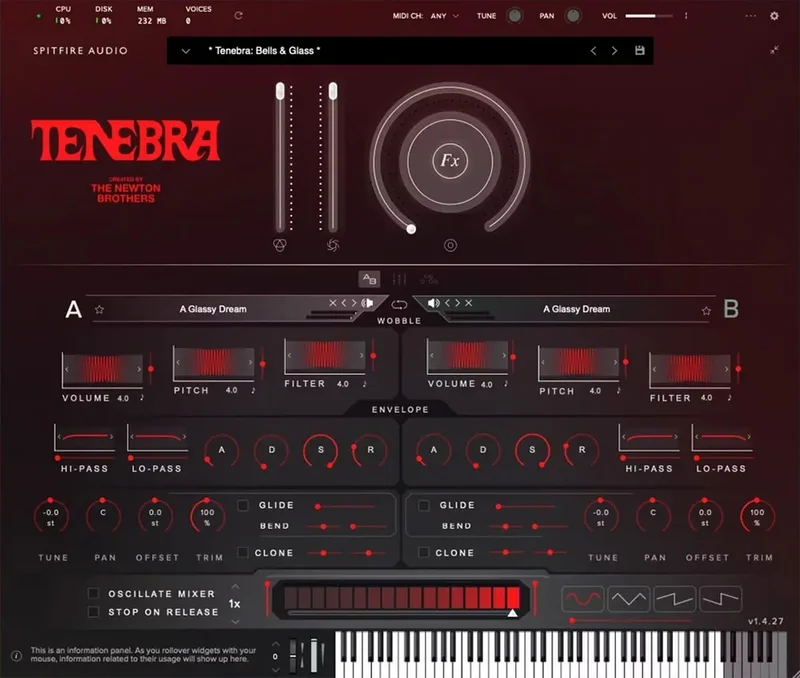 Spitfire Audio Tenebra by The Newton Brothers interface