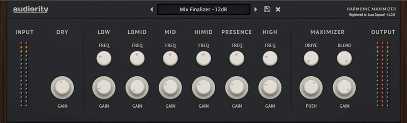 Audiority Harmonic Maximizer interface